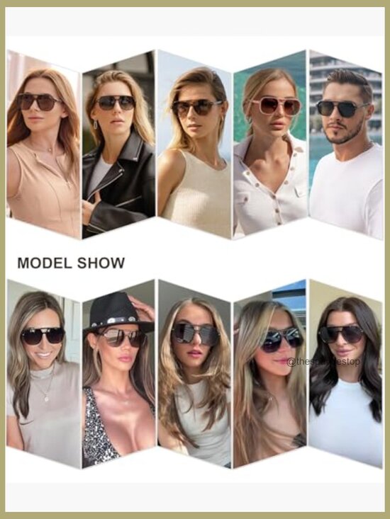 Retro Aviator Polarized Sunglasses Vintage 70s Square Frame UV400 main image 6